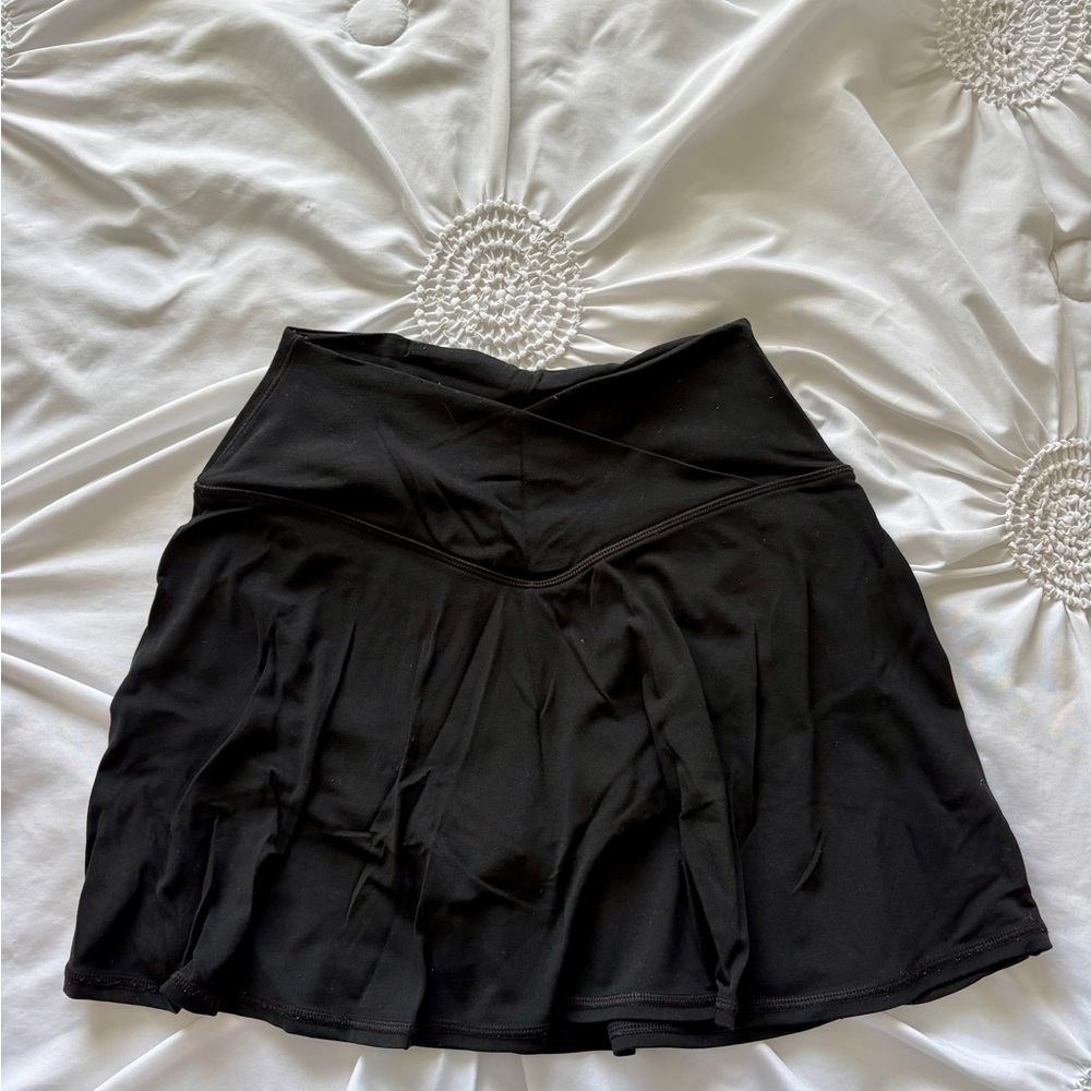 Aerie Black Asymmetrical Skater Mini Skirt